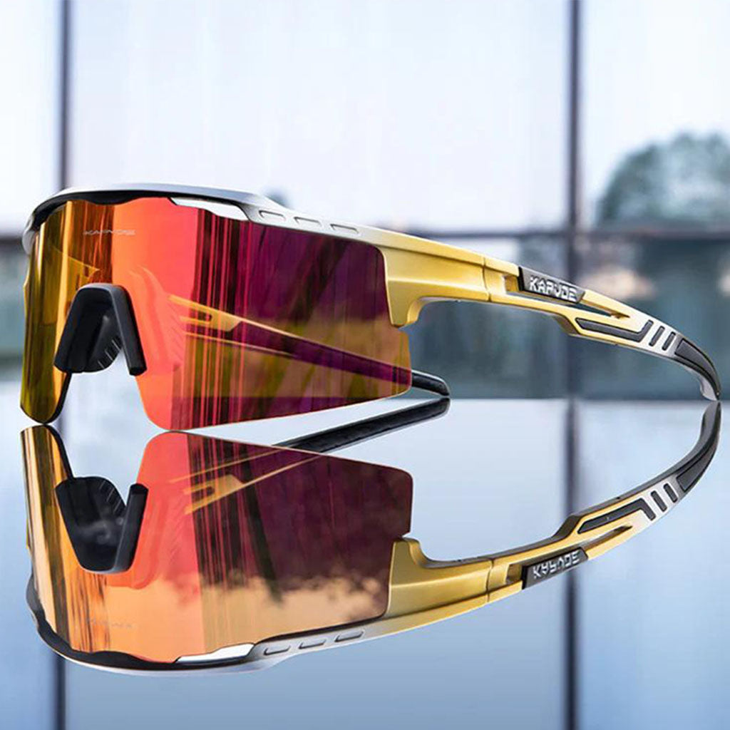 Kapvoe X75 Half Frame Sports Sunglasses (Red/Gold)