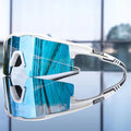 Kapvoe X75 Half Frame Sports Sunglasses (Blue/White)