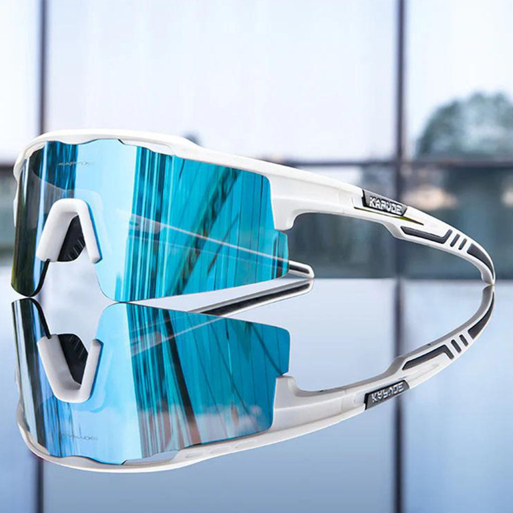 Kapvoe X75 Half Frame Sports Sunglasses (Blue/White)