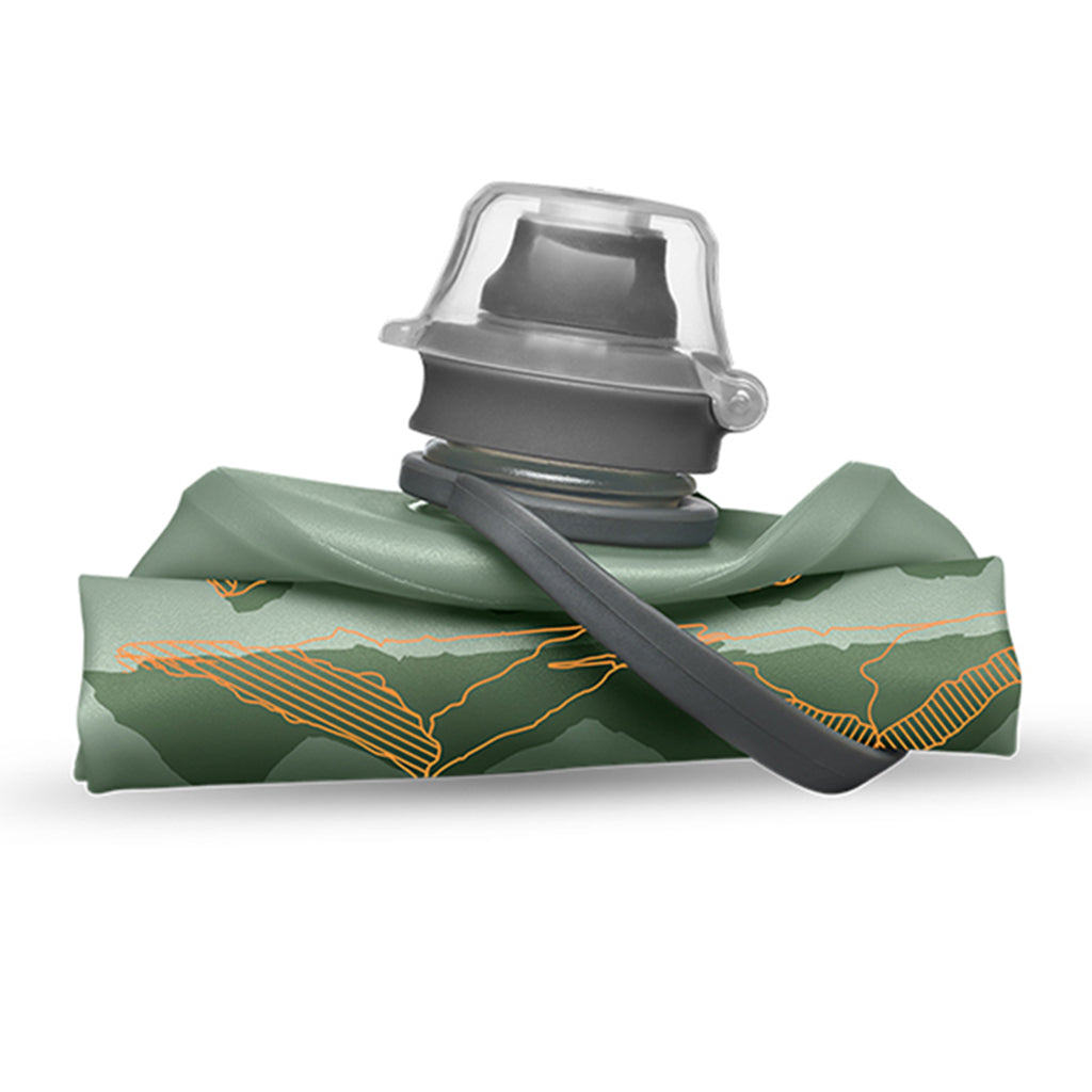 Hydrapak Stow Flexible Bottle-Mountain Edition-Sutro Green (350ml)