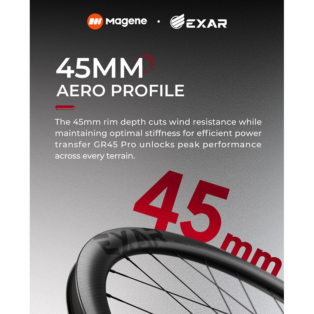 Magene EXAR GR45 Pro Carbon Gravel Wheelset-45mm (Disc Brake)
