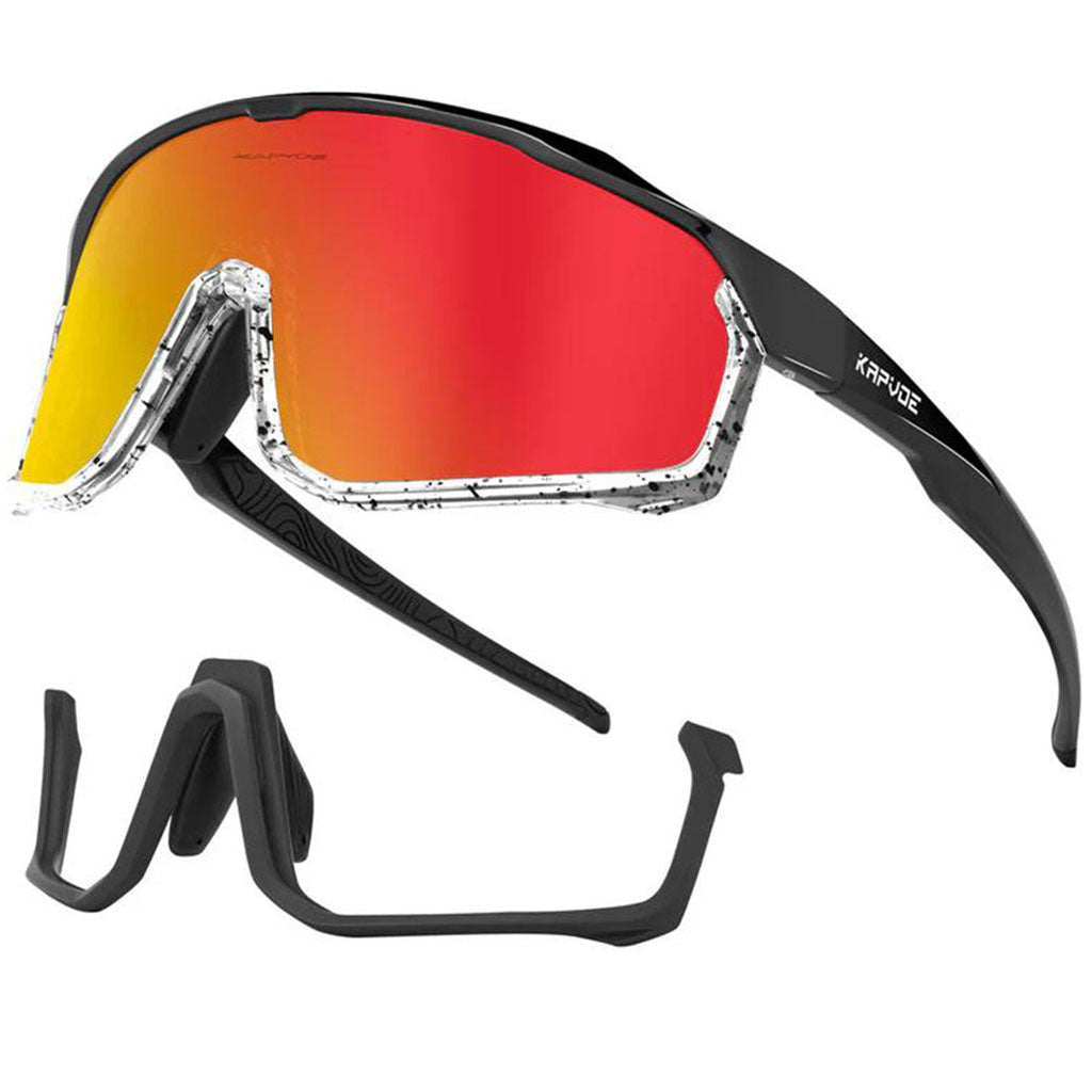 Kapvoe X93 Interchangeable Lower Frame Sunglasses (Red/Black)