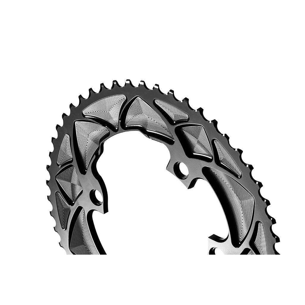 Absolute Black Round Road Chainring 2X 110/4 Shimano 9100/8000 (50T/52T/53T)-Black