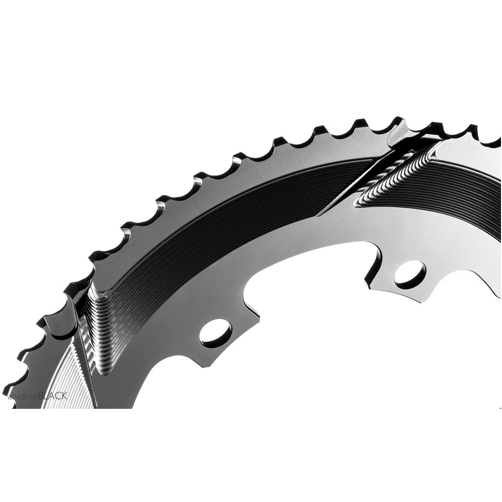 Absolute Black Round Road Chainring 2X 110/4 Shimano 9100/8000 (50T/52T/53T)-Black