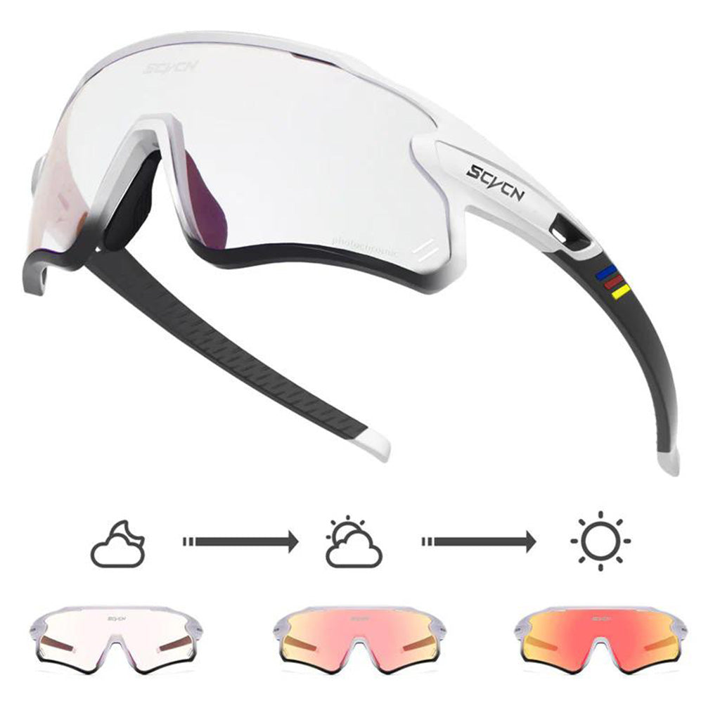 SCVCN S1 Coloured Photochromic Sunglasses (Red/White/Black)