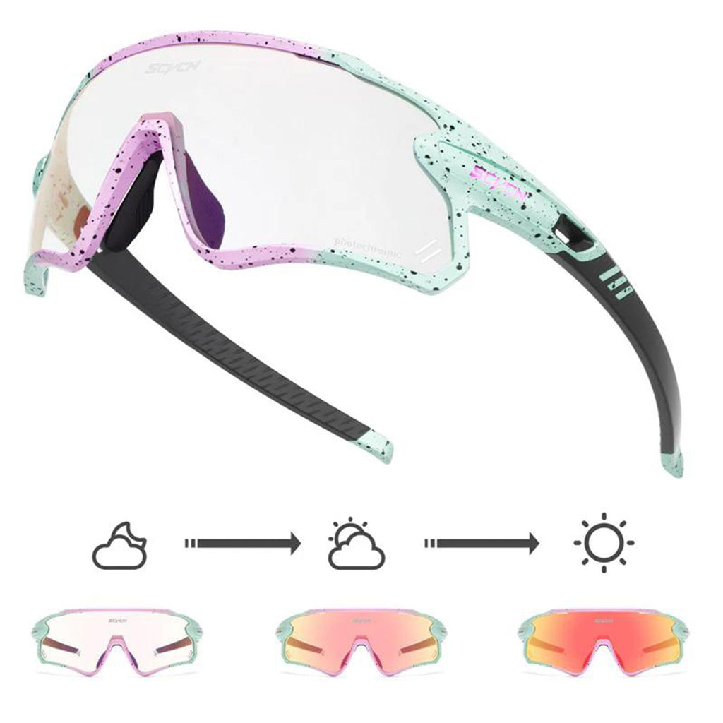 SCVCN S1 Coloured Photochromic Sunglasses (Red/Pink/Green)