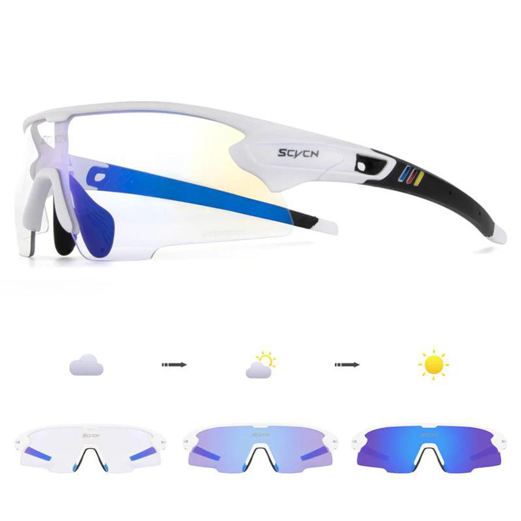 SCVCN S2 Coloured Photochromic Sunglasses (Blue/White)