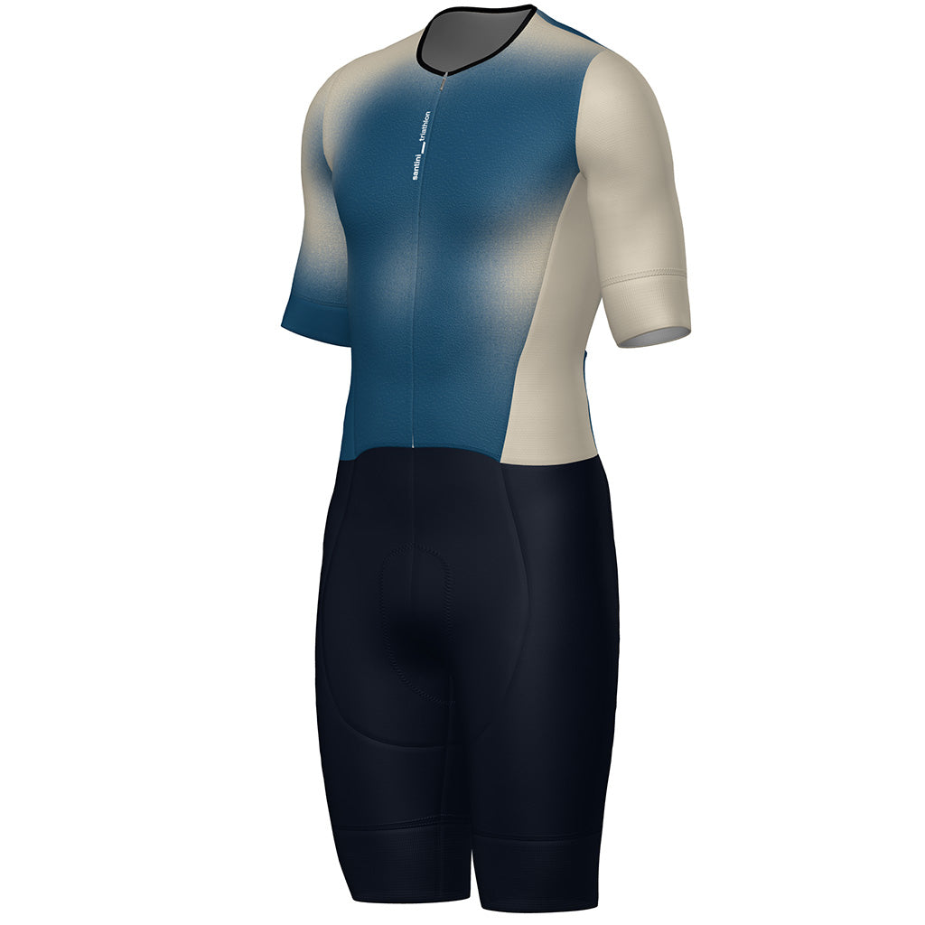 Santini Leaf Long Distance Trisuit (Short Sleeve) (Blue)