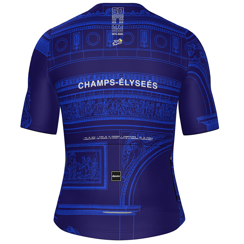Santini Tour De France Arrivee Arc De Triomphe Unisex Jersey (Marine Blue)