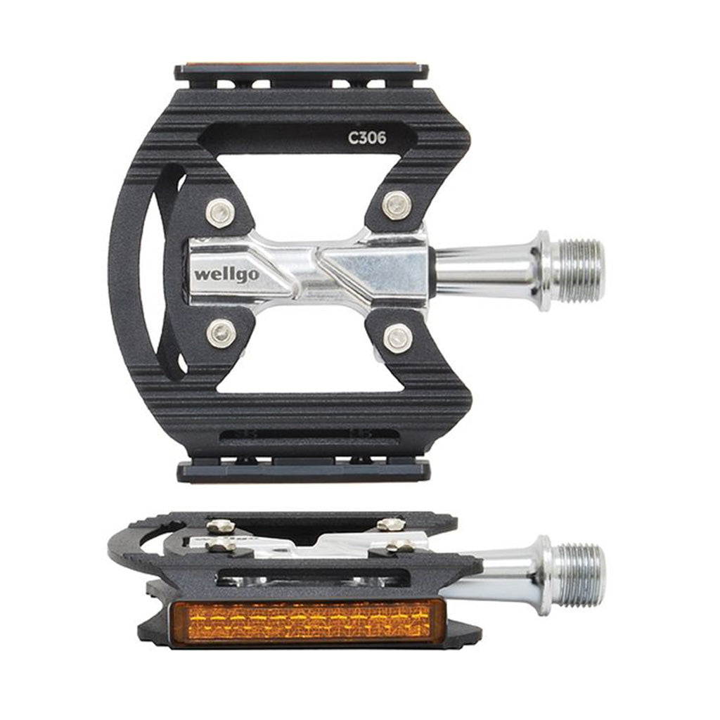Wellgo C-306 CNC Aluminium Flat Pedal (Black/Silver)