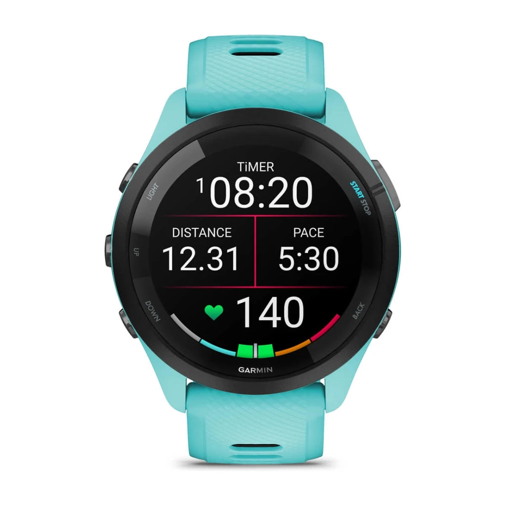 Garmin Forerunner 265 Smart Watch (Aqua/Black Silicone Band)