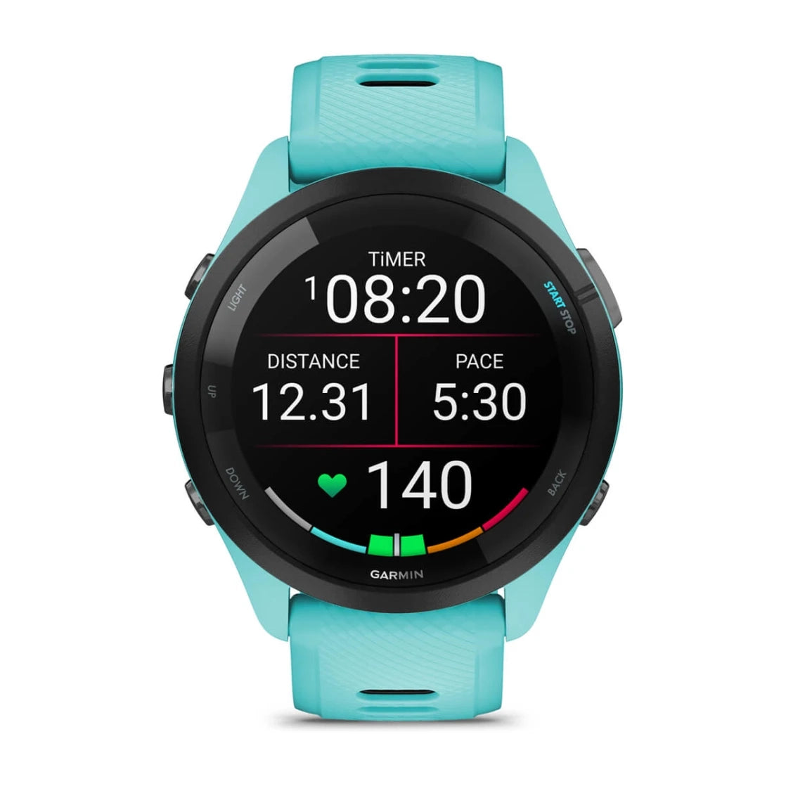 Garmin Forerunner 265 Smart Watch (Aqua/Black Silicone Band)