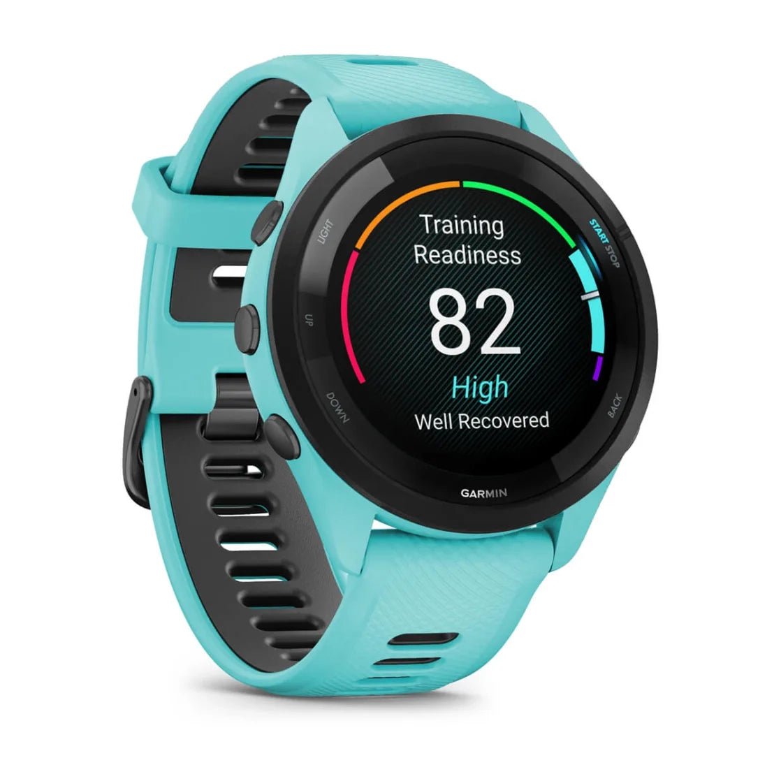 Garmin Forerunner 265 Smart Watch (Aqua/Black Silicone Band)