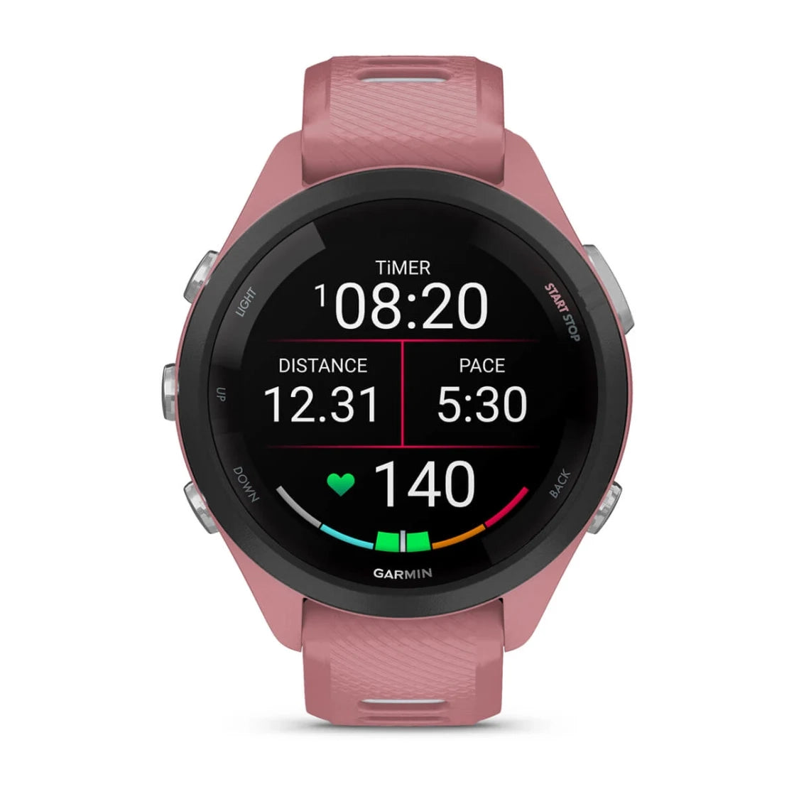 Garmin Forerunner 265S Smart Watch (Light Pink/Powder Grey Silicone Band)