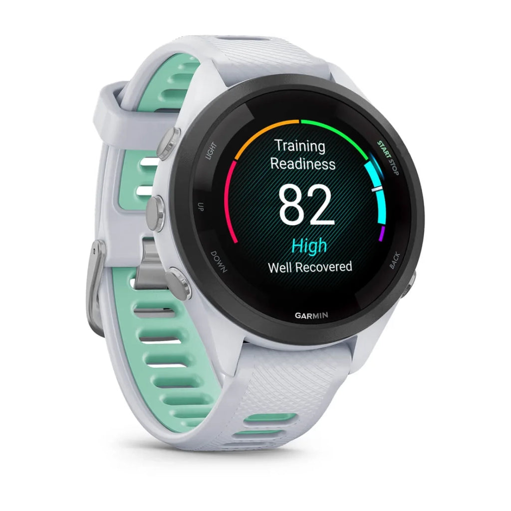 Garmin Forerunner 265S Smart Watch (Whitestone/Neo Tropic Silicone Band)