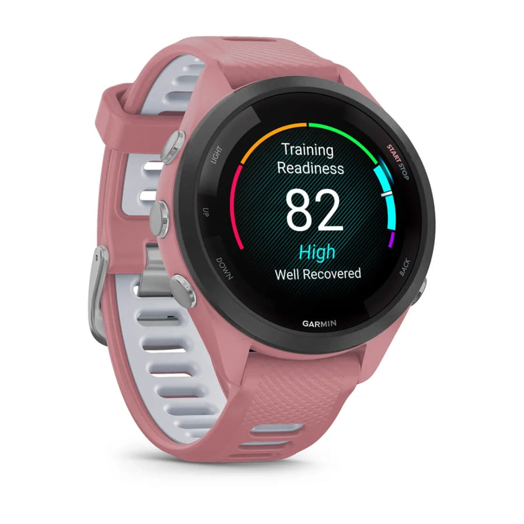 Garmin Forerunner 265S Smart Watch (Light Pink/Powder Grey Silicone Band)