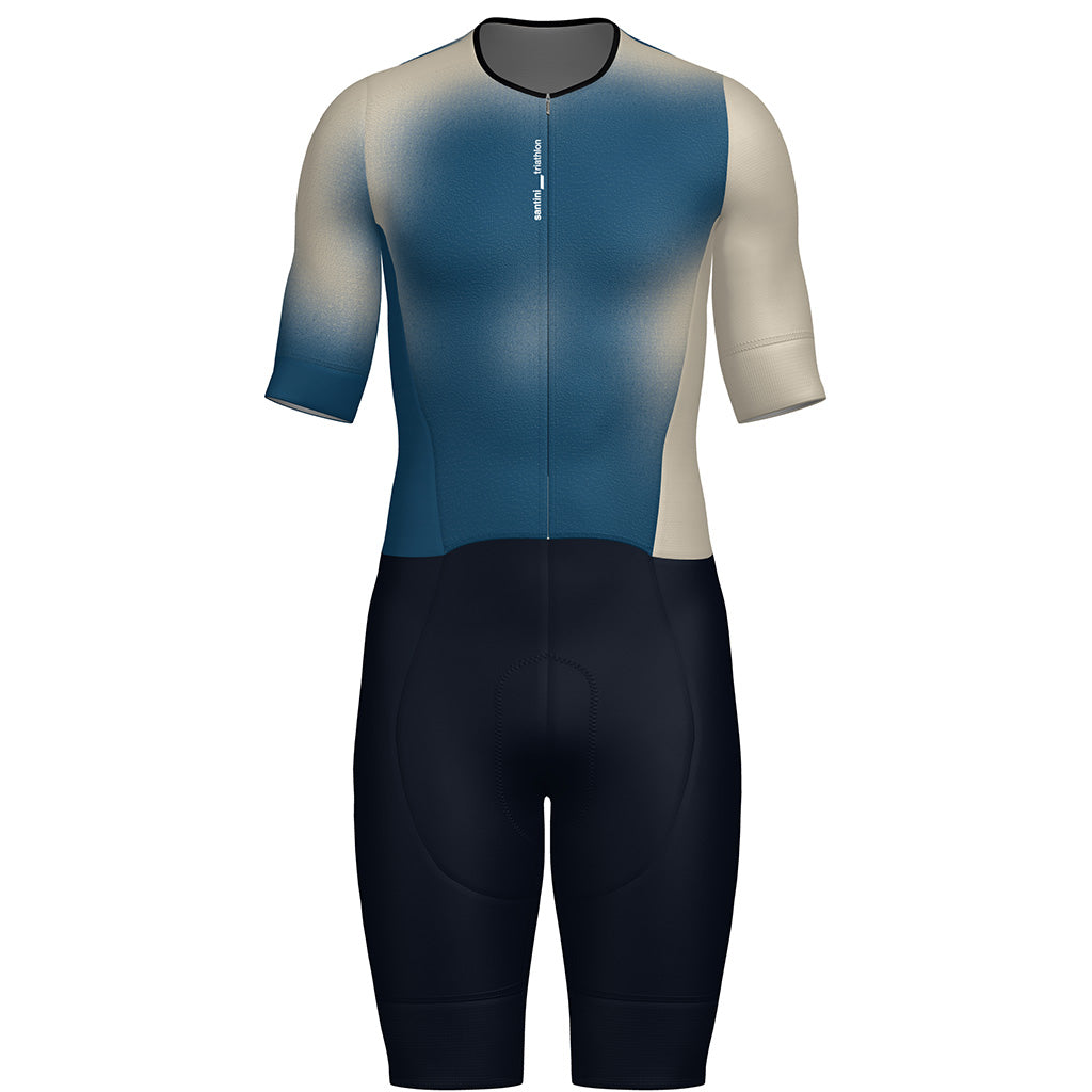 Santini Leaf Long Distance Trisuit (Short Sleeve) (Blue)