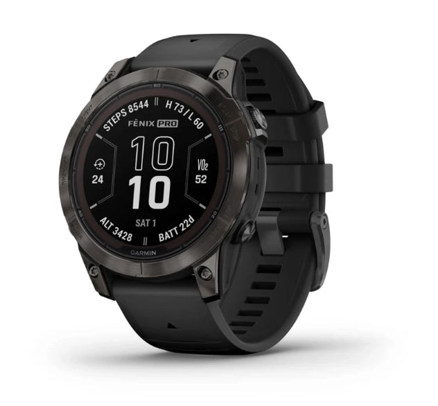 Garmin Fenix 7 Pro – Sapphire Solar Edition (Carbon Grey DLC Titanium with Black Band)