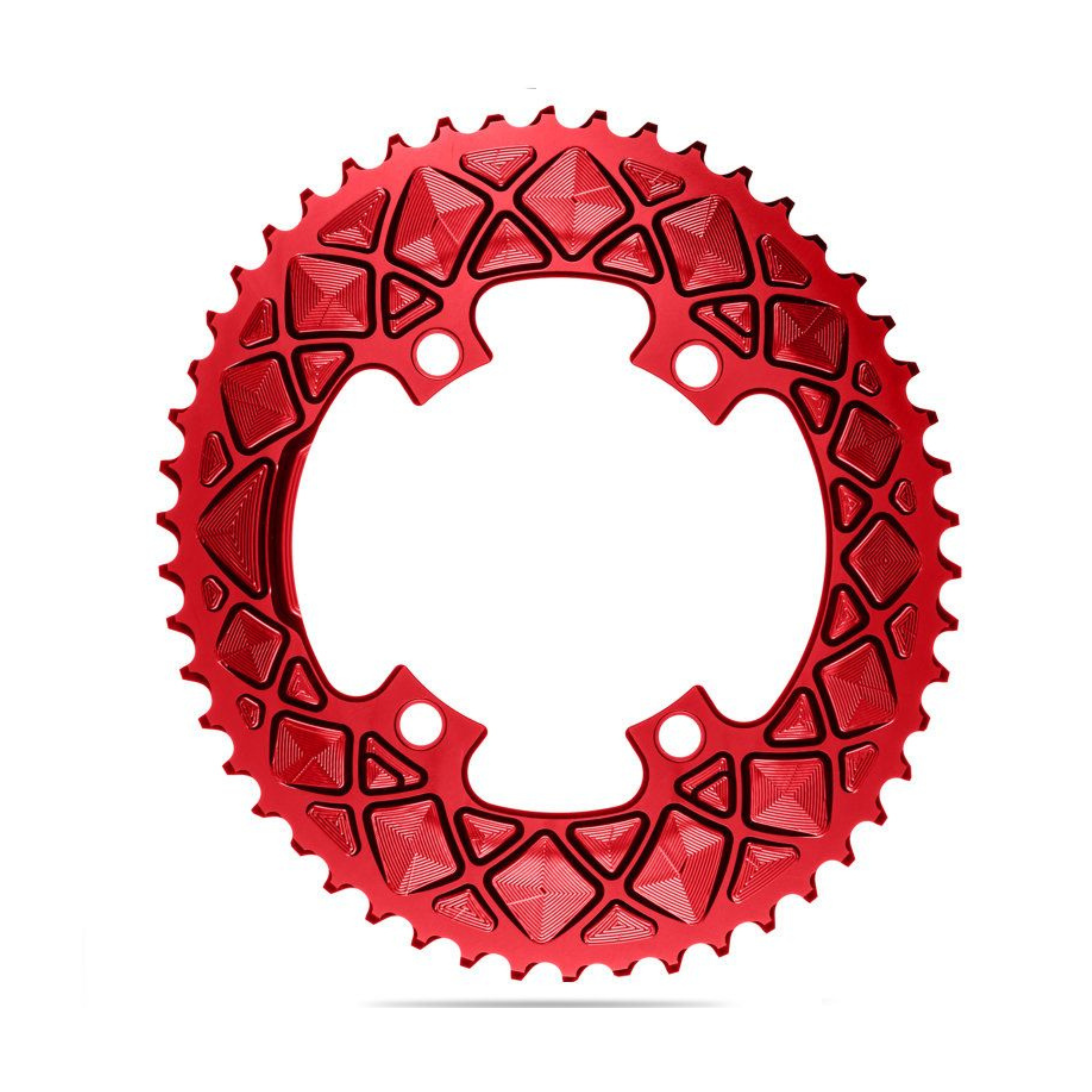Absolute Black Oval Road Chainring 2X 110/5 (50T/52T) (Not For SRAM)-Red