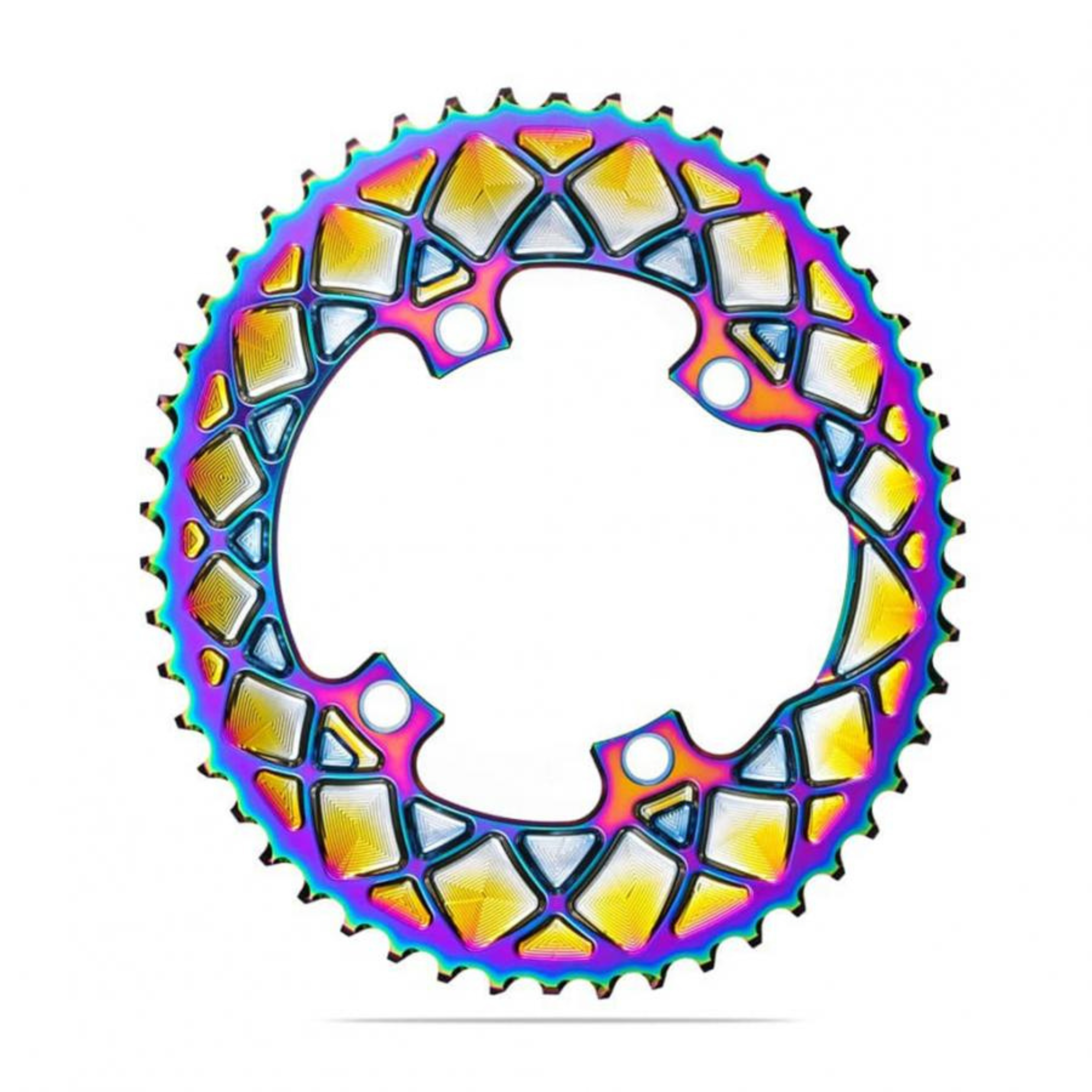 Absolute Black Oval Road Chainring 2X 110/4 Shimano 9100/8000 (50T/52T/53T)-PVD Rainbow