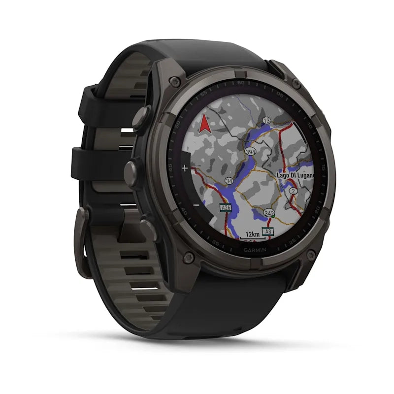 Garmin Fēnix 8 Solar Sapphire (Carbon Grey DLC Titanium with Black/pebble Grey Silicone Band)