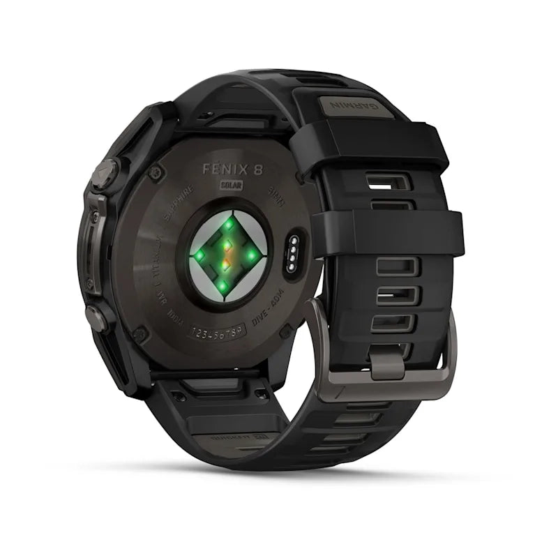 Garmin Fēnix 8 Solar Sapphire (Carbon Grey DLC Titanium with Black/pebble Grey Silicone Band)