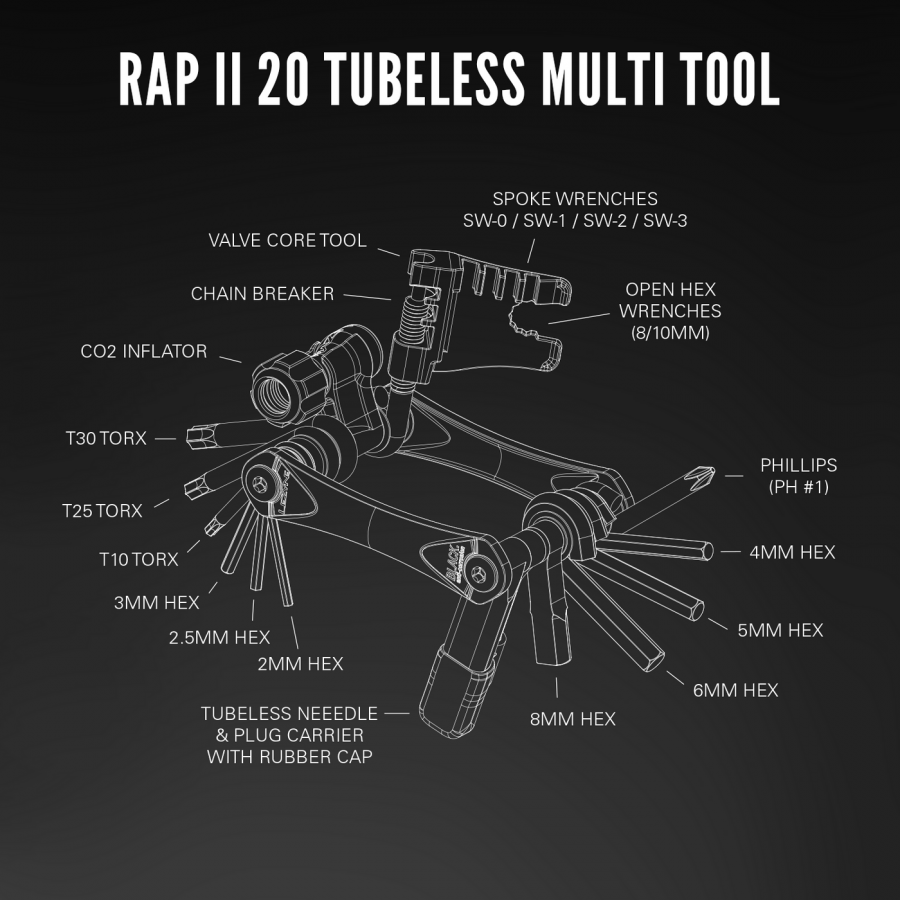 Lezyne Rap II 20 Tubeless Multitool (20 Functions)